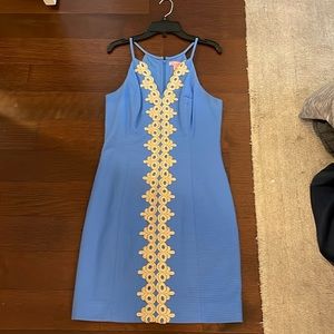 Lilly Pulitzer blue and gold dress